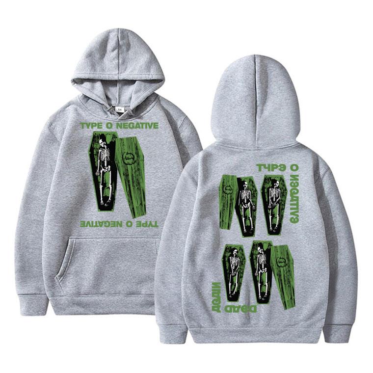 Limited Rock Band Type O Negative Hoodie Skeleton Graphic Hoodies Men Women Gothic Vintage Popular Hooded Sweatshirt Pullover