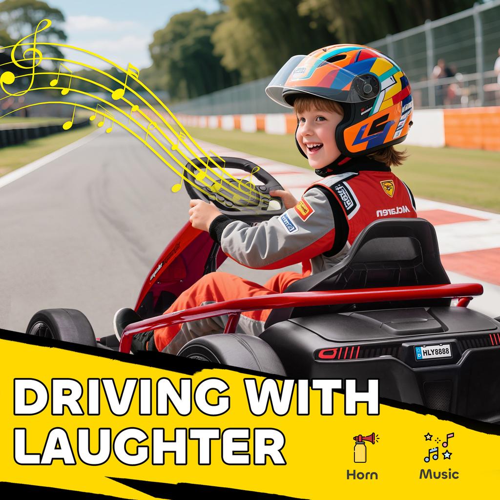 24V Electric Go Kart for Kids, Drift Ride-On Racing Go Kart with 2 Speeds, for Boys Girls Aged 8-12 Years Old, Red