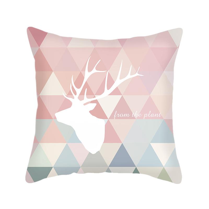 Ins Nordic Style Short Plush Linen Pillowcase Single-sided Printed Cushion Cover Pillowcase
