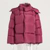 2025 Winter Women's Cotton Coat European American New Style Loose Puffer Jacket Solid Color Hooded Outerwear