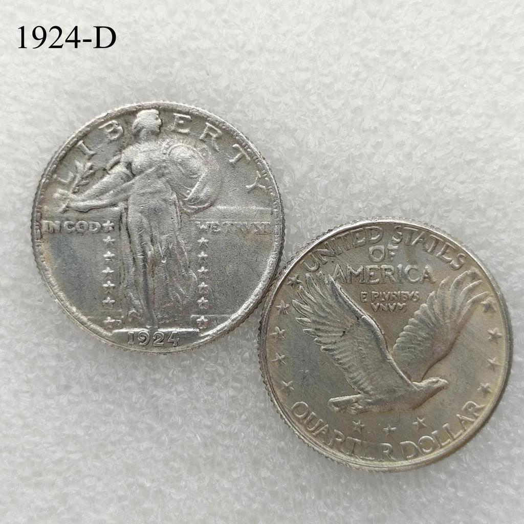 Antique American Liberty 25 Cents Coin, 1916-1930, Optional Brass or Silver Plated