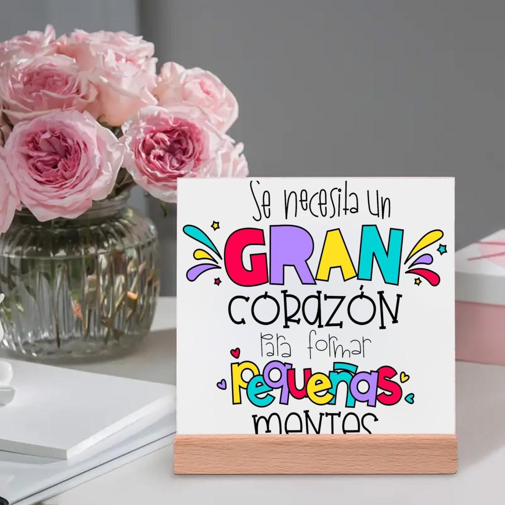 Professores Tornam o Difícil Fácil e o Impossível Possível Placa Impressa Sinal Presente Cerâmica Pôsteres Suporte de Madeira Decoração de Mesa