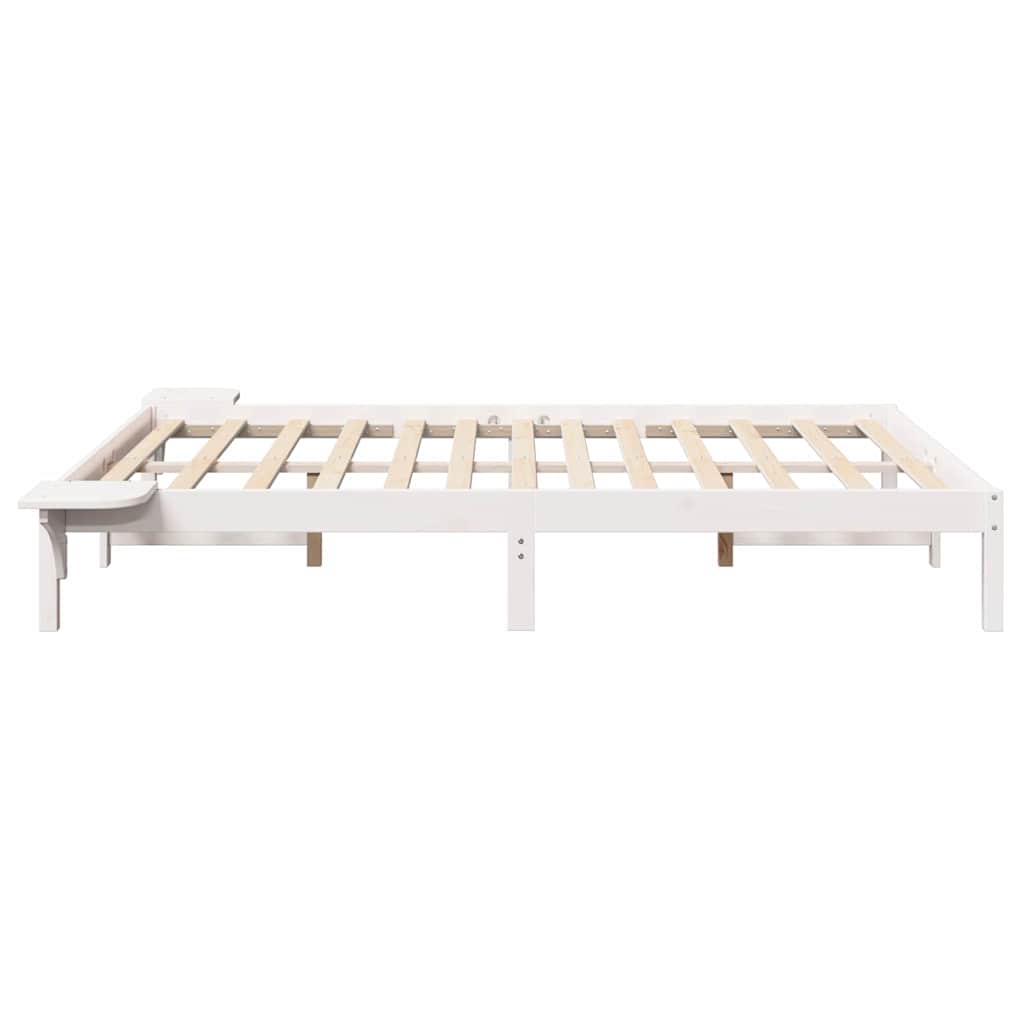 Bed Frame White 120 x 190 cm Solid Pine Wood