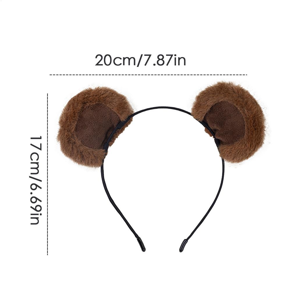 Brown Ears Headband Adjustable Cute Fuzzy Funny Ears Hairband Bear Costume Accessories for Kids Teens Women Holiday Christmas
