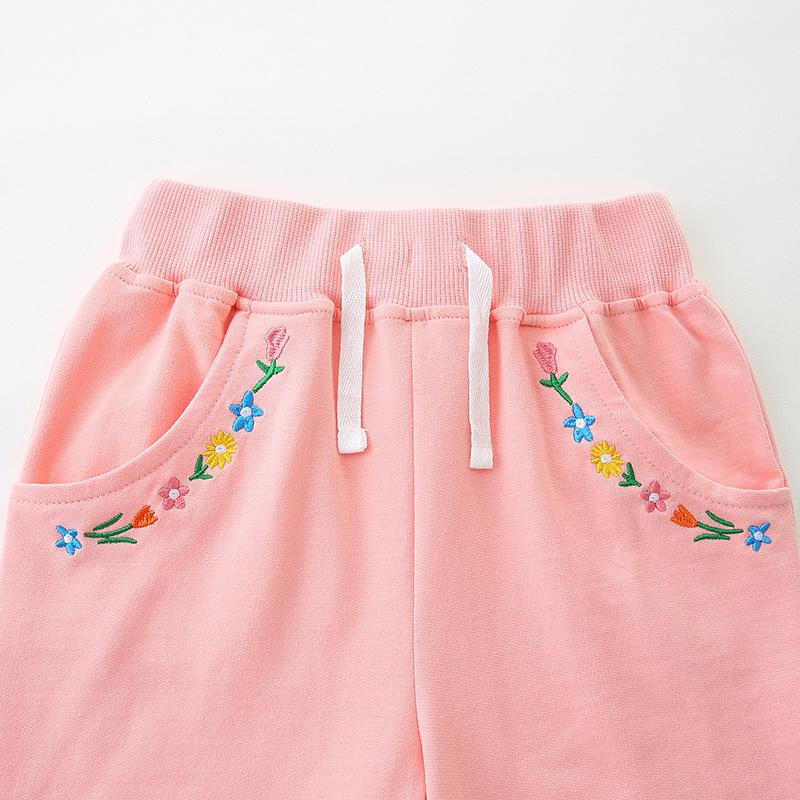 Summer new girls' shorts fashion embroidered children's five-point pants children's sports shorts