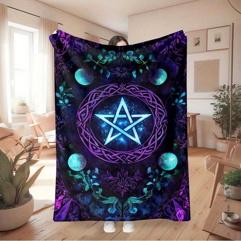 Mysterious Mandala Pentagram Digital-printed Polyester Bedroom Velvet Flannel Cover Blanket Fleece Soft Cover Blankets for Beds