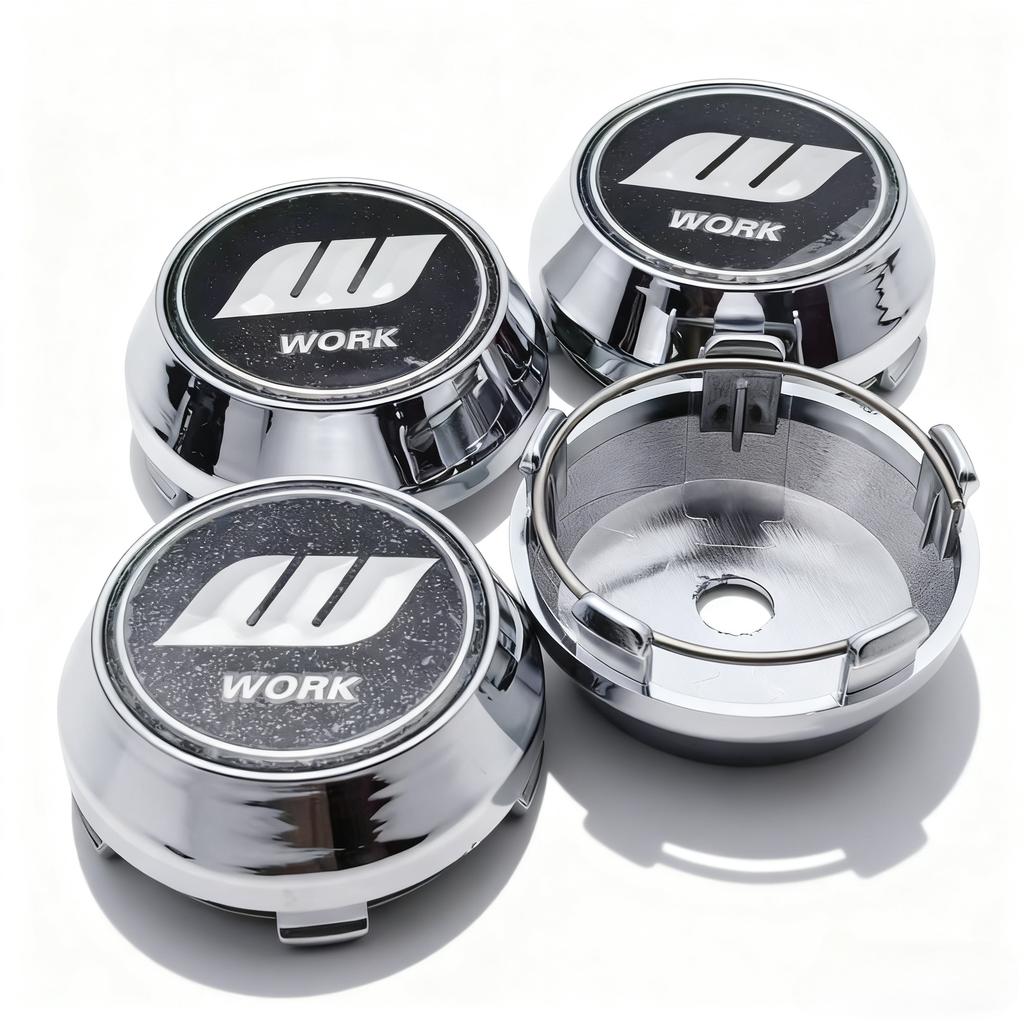 4pcs Black Silver W Work Logo Emblem Car Wheel Center Caps High Cap 60MM 56MM Wheels Hub Rim Hubcaps Cover Replace Accessories