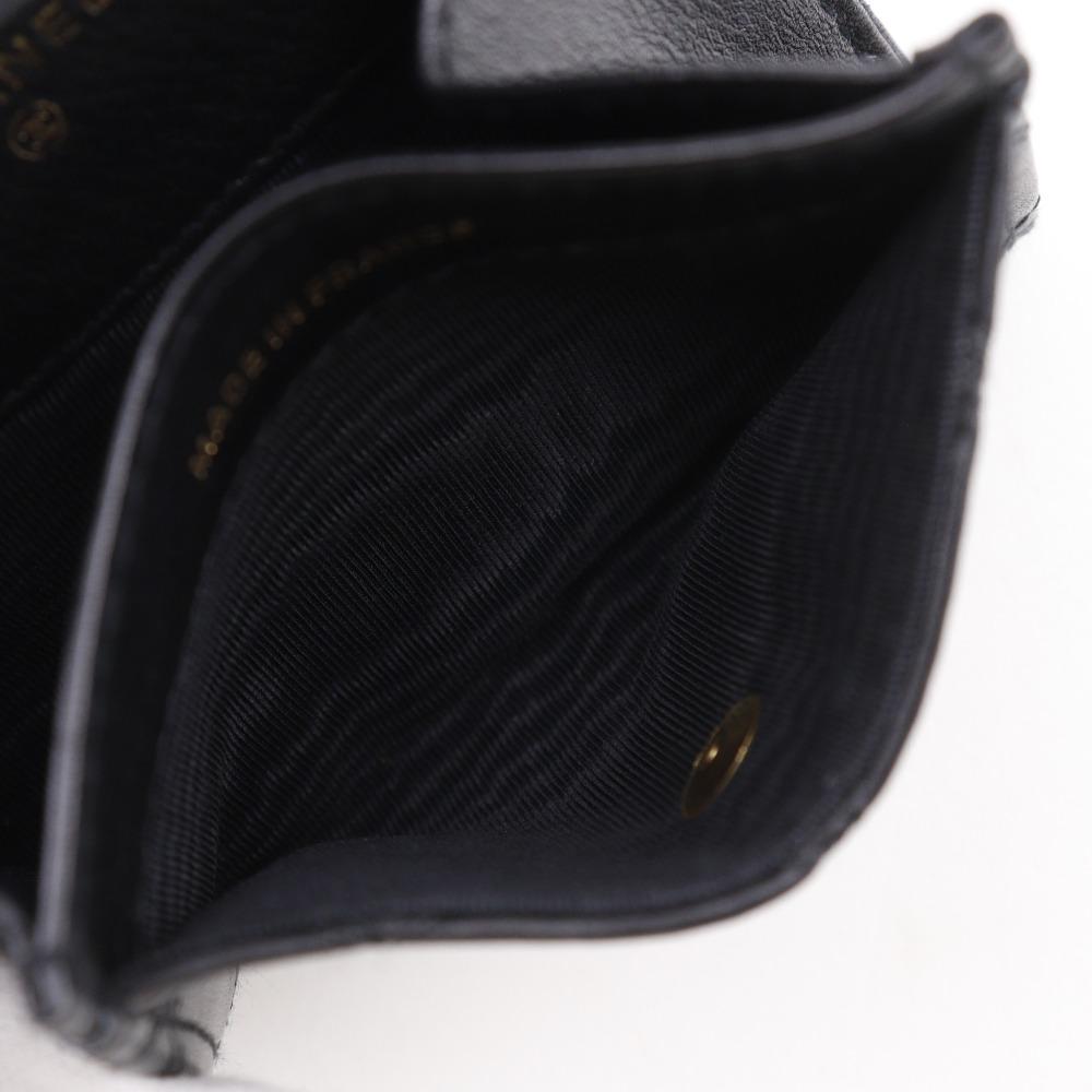 CHANEL Bicolole Coin Purse COCO Mark black Calfskin Women Used
