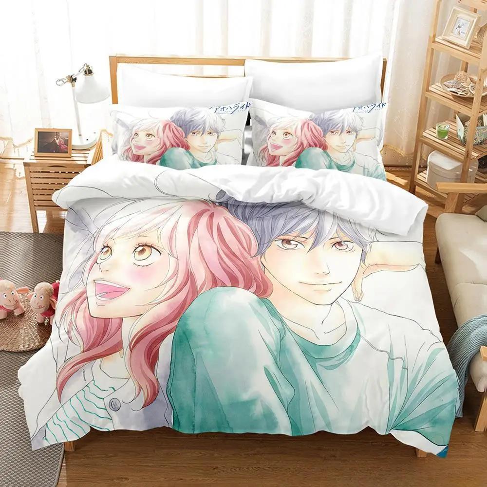 3D Print Anime Ao Haru Ride Bedding Set Single Twin Full Queen King Size Bed Set Adult Kid Bedroom Duvetcover Sets Home Textiles
