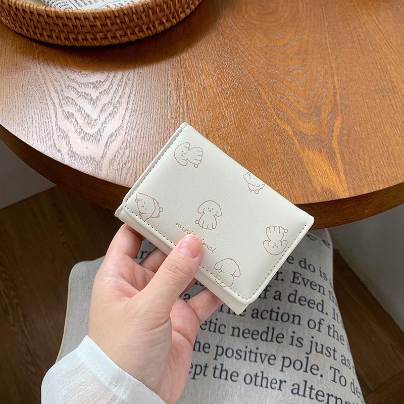 

Новая короткая модель со скидкой 30%, студенческий женский кошелек, кошелек, простой и вместительный. грязно-белый