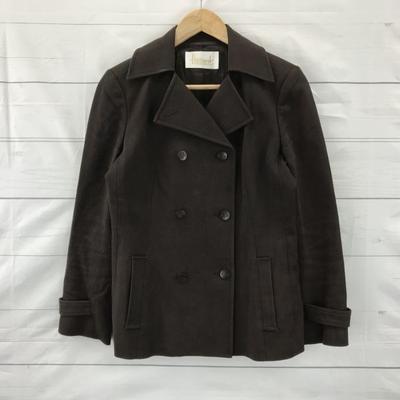 Harrods Spring Autumn Cotton Blouson Outer Short P Coat Women M Brown Double Breasted(USED)