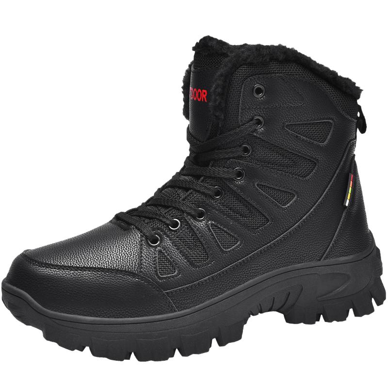 Fashion Winter Thickened Warm, Anti-slip and Wear-resistant Combat Boots Men's Mountaineering Training Desert Boots Cotton Boots