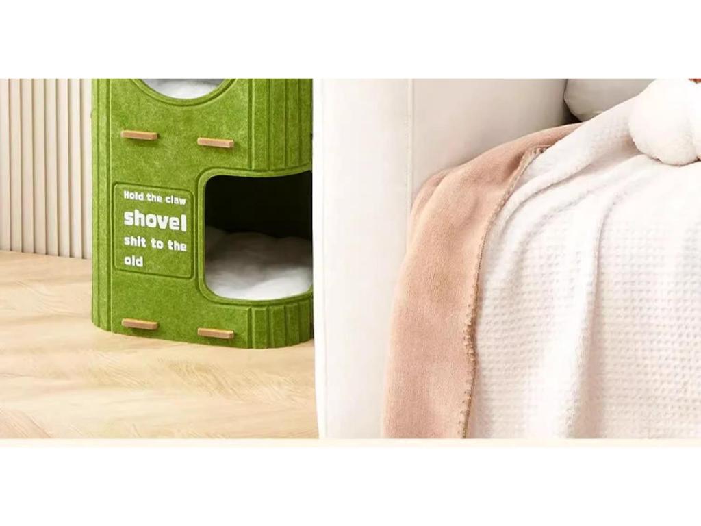 Waterwood Space-Saving Cat Climbing Frame: Felt Barrel Nest with Three Layers and Tree Hole for Big Cats