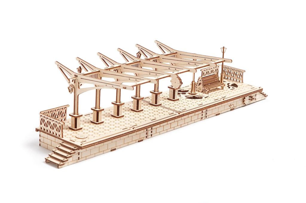 Ugears Railway Platform 70013 Wooden Toy 3D Solid Puzzle Platform;