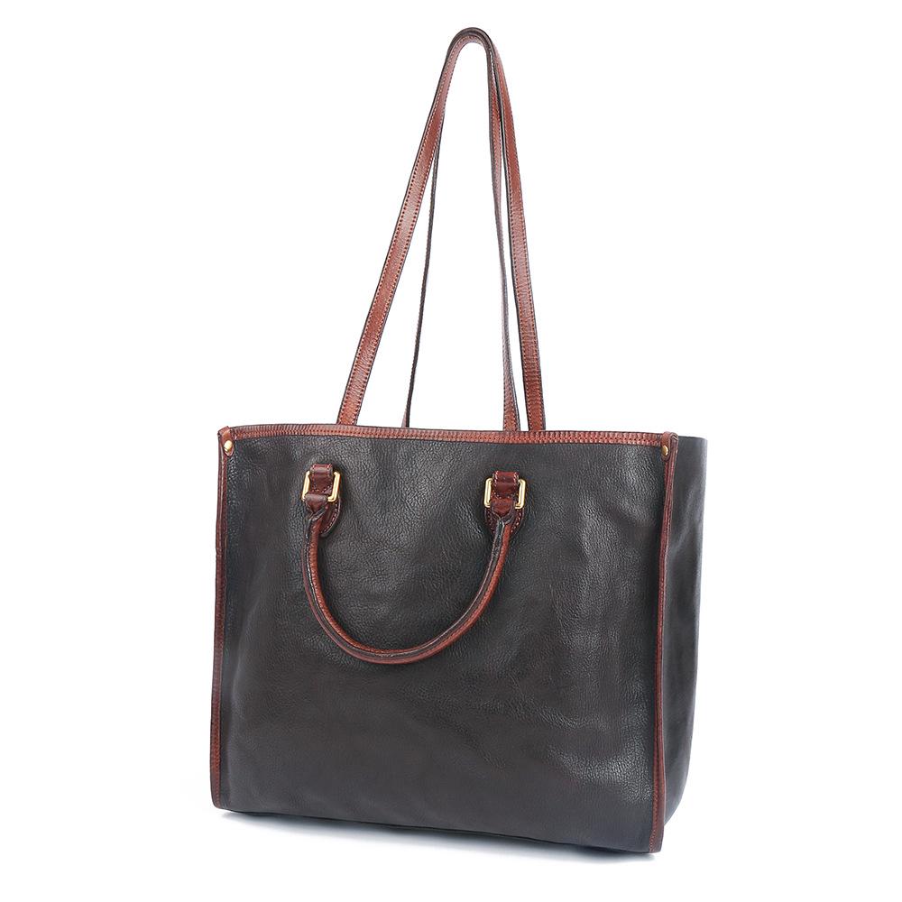

Women s Retro Large Capacity Vegetable-Tanned Leather Tote Handbag