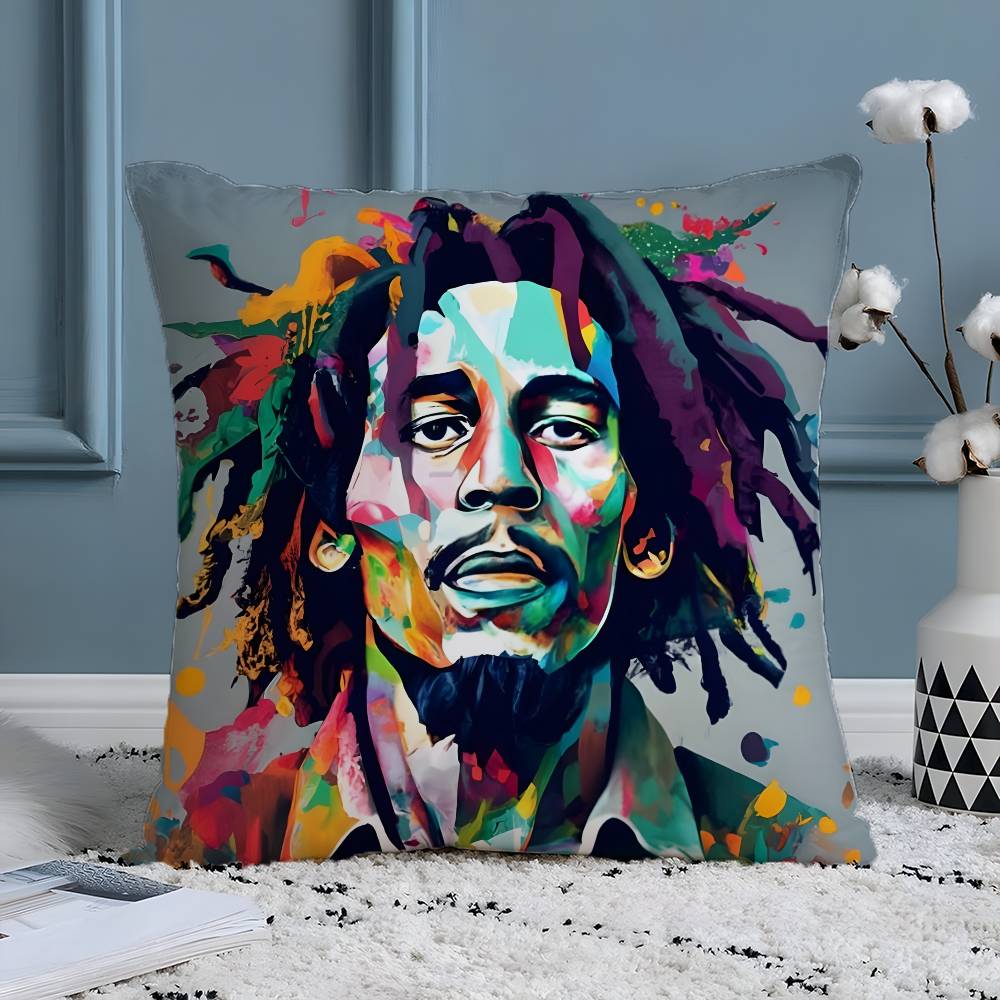 Reggae Music Bob Marley-Singer Pillow Case Silky elegant Comfort Sofa Bed Invisible zipper Beach pillowcase