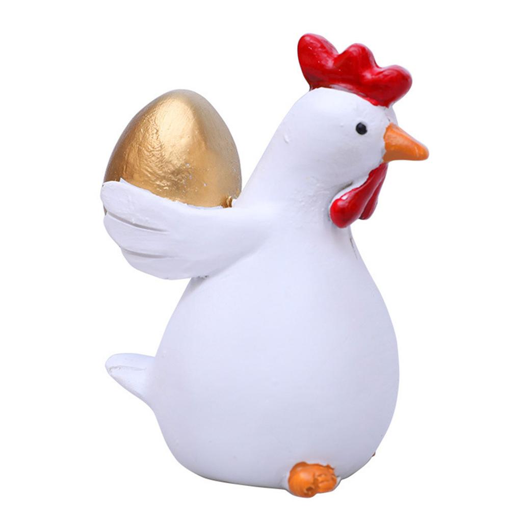 Set of 2 Easters Hen Hugging Golden Eggs Resins Figures Miniatures for Enhancing Garden Yard Aesthetic and Home Decors