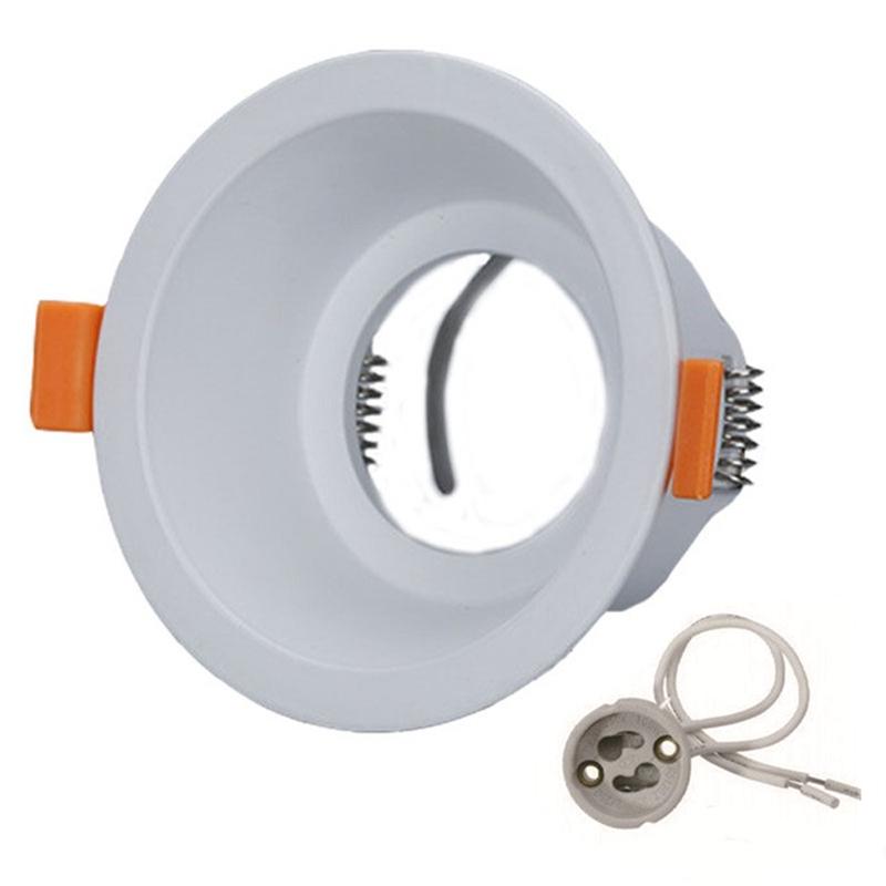 Round Recessed LED Ceiling Downlight Mounting Aluminum Frame MR16 GU10 Bulb Replaceable Spot Lamp Holder Socket Fitting Fixtures