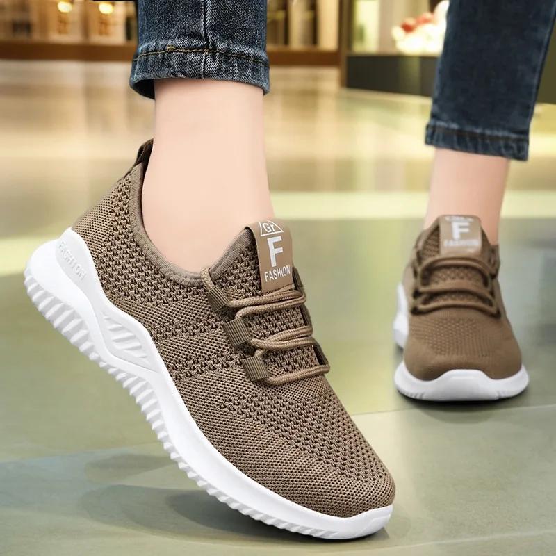 Fashion Autumn Fashion Women Sneakers Casual Mesh Comfort Breathable Non-slip Flats Platform Sports Shoes Outdoor Lace Up Training Shoes