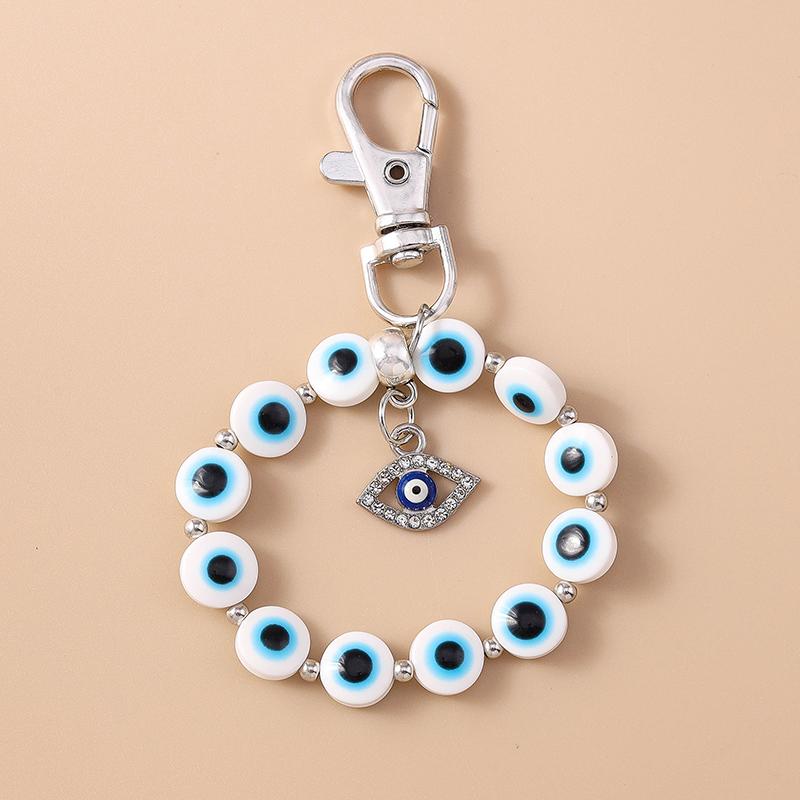 Bohemia Turkish Lucky Evil Eye Keychain Handmade Beadbed Bracelet Key Ring for Women Girls Handbag Pendants DIY Jewelry Gifts