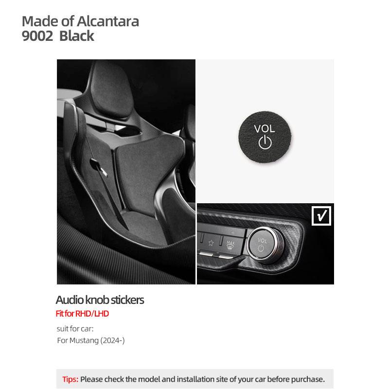 Aus Alcantara Betterhumz Für Ford Mustang GT 2024 2025 - Auto Mittelkonsole AD Lautstärkeregler Verkleidungsaufkleber Innenraumzubehör