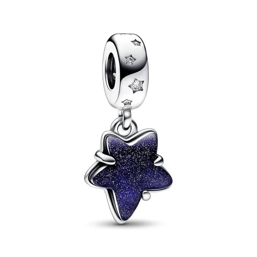 Original Copper Plated Blue Stars Moon Earth Animals Tree Astronauts Bead Pendant For Diy Bracelet Ladies Jewelry Gift