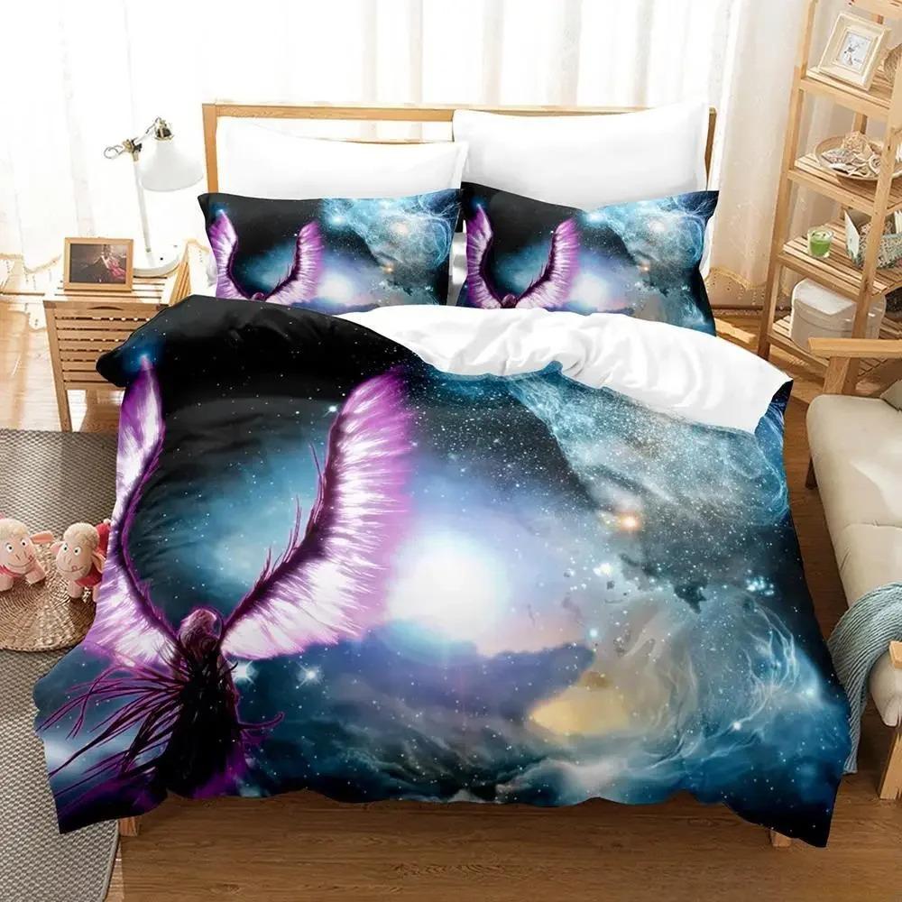 

Cozy Comfortable Guardian angel Cartoon Anime three piece Adult Kid Bedroom Sets 3D Fantasy All season bed Quilt Comforter (quilt)-EU Single(135*200cm)3pcs