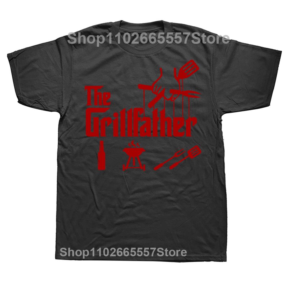 The Grillfather Funny T Shirt BBQ Meat Grill Cooking Joke Tee Gifts for Dad Grandpa Men Summer Style Streetwear T-shirt Men