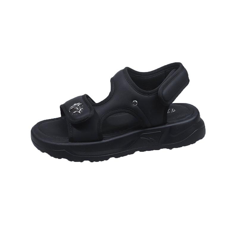 

Носите спортивные сандалии для женщин 2025 лето новый толстоподошвенный высокий и тонкий фея ветер липучка повседневная пляжная обувь 35 чёрный