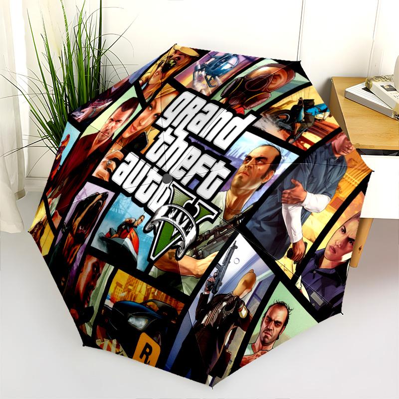 Grand Theft Auto V Folding Umbrella Suitable For All Seasons Umbrella Three Folds Travel Umbrella Printing