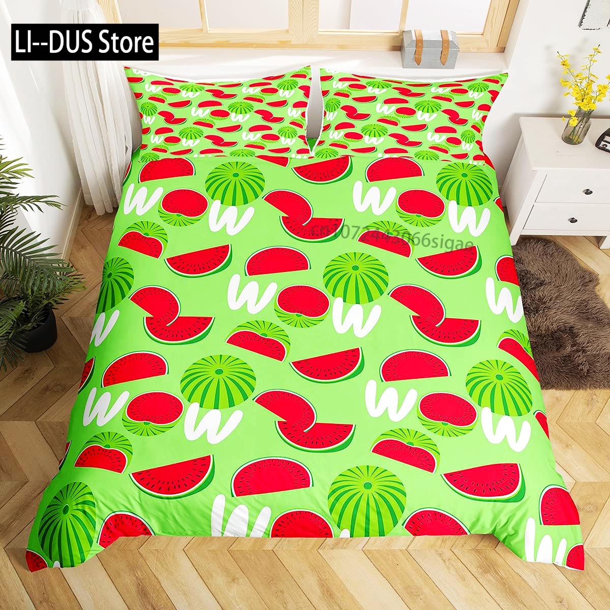 

Comforter Watercolor Watermelon S King Boys Girls Fruit Print Comforter Sets 3Pcs With 2 Pillowshames Bedroom Decor Comforter (quilt)-EU Single(135*200cm)3pcs
