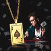 Oidea Playing Card Necklace Pendant Dog Large Stainless Steel Playing Card Spade White Gold Men's Tag, Accessory, Rock, Gothic, Cosplay, Boyfriend,