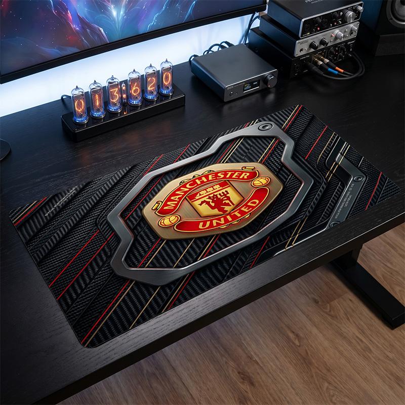 Alfombrilla de ratón grande impresa del Manchester United, alfombrilla de escritorio para gaming de goma suave antideslizante para decoración de oficina, portátil y ordenador