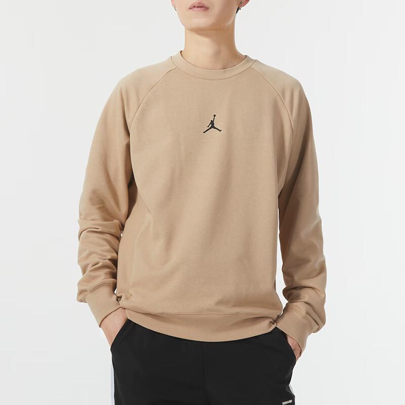 Jordan Solid Logo Running Fitness Training Casual Long Sleeve Sweatshirt Men Tops Light-Khaki DV1287-244
