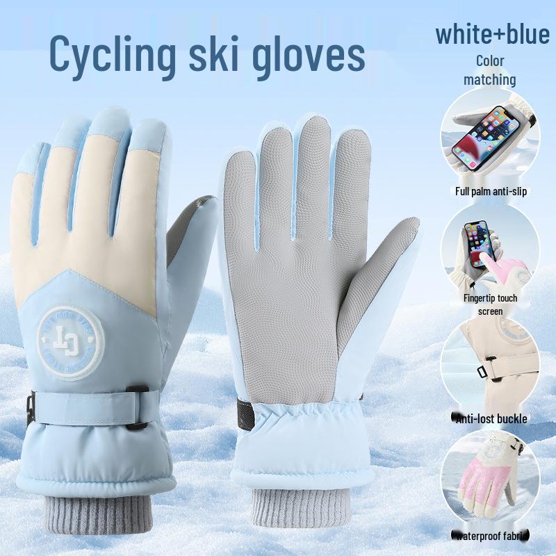 Unisex Winter Skihandschuhe: Samtgefüttert, Touchscreen-kompatibel, Winddicht und Kälteschutz für Outdoor-Sportarten