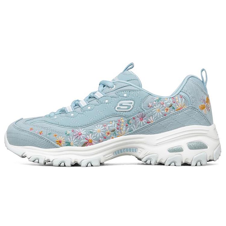 Skechers DLites 1.0 Synthetic Leather Denim Sports Casual Low-Top Lifestyle Shoes Women sneaker Blue 149465-BLU 35