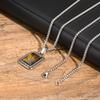 Tiger Eye Stone Pendant Necklaces for Men Boys,Brown Natural Stone Square Pendant Necklaces,Vintage Punk Jewelry Gift