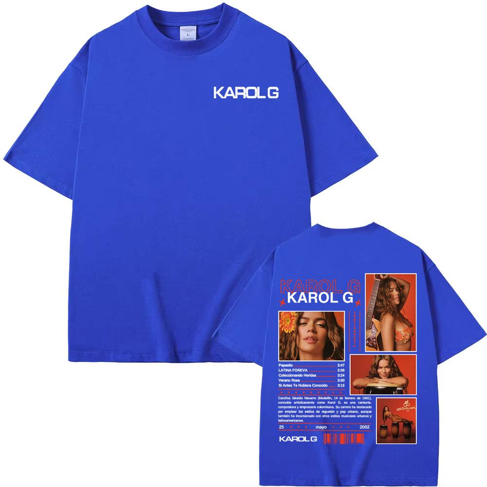 Karol G Tropicoqueta New Album 2025 Cover Tee Shirt Men Women Harajuku Retro High Street T-shirt Summer Tops Pure Cotton T Shirt