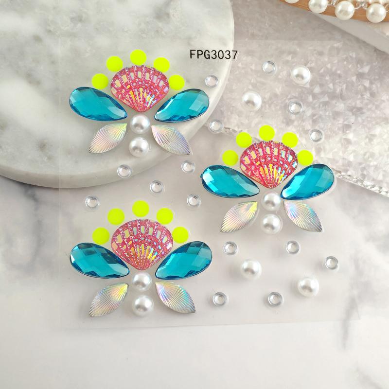 Face Jewel Stickers Iridescent Rhinestone Self Adhesive Removable for Beach Party EDM Festival Makeup Decor
