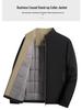 2025 Autumn/Winter Men's Cotton Business Jacket - Thick, Loose Dad Coat with Stand Collar for Casual Wear