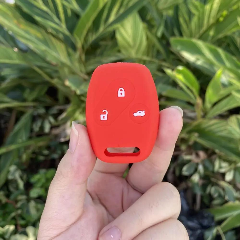 

3 Buttons Silicone Fob Key Case Protect Skin Car Cover Holder Rubber Shell for HONDA Accord Pilot CR-V CRV Civic Remote Keychain красный