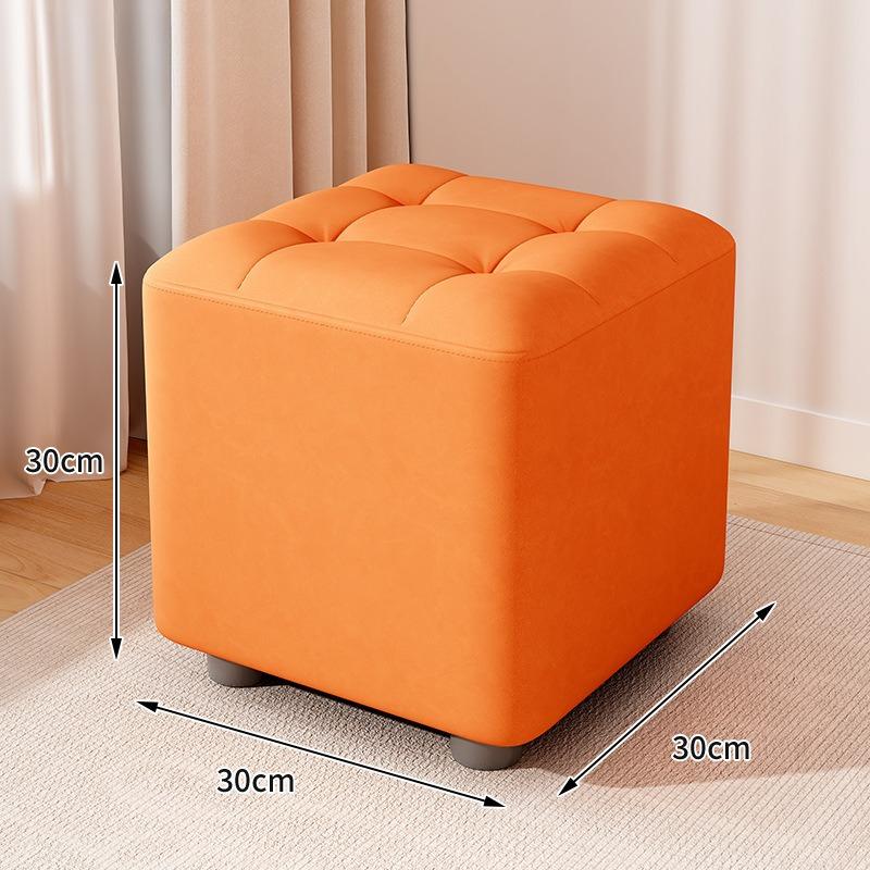 Rubber Wood Low Stool Minimalist Padded Ottoman for Living Room Coffee Table Compact Shoe Changing Bench for Entryway Use