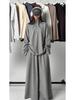 2025 Women's Casual Loose Drapey Half-Zip Top & Skirt Two-Piece Set