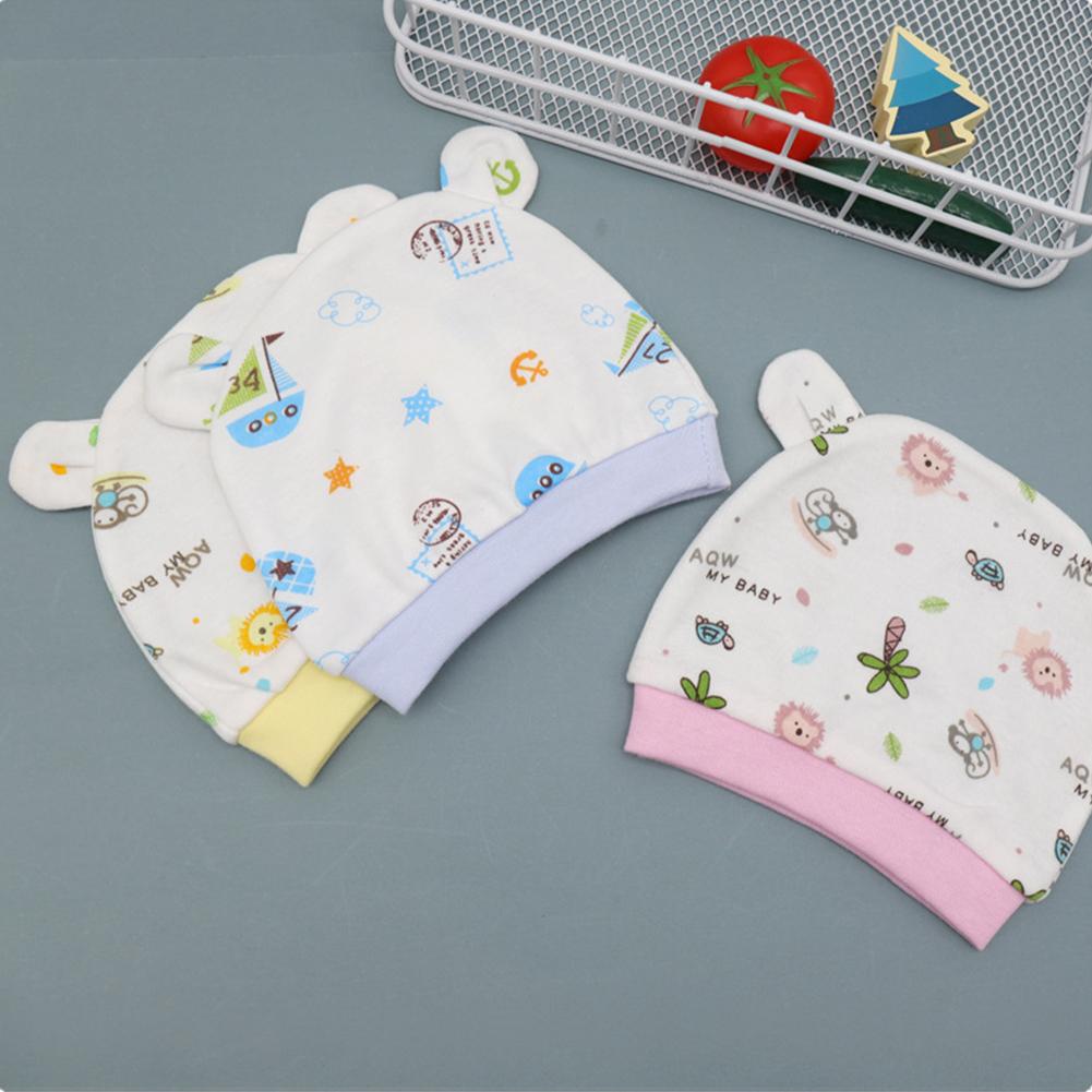 Cap Cotton Cartoon Bear Ears Cute Printing Windproof Hat Breathable Newborn Cap