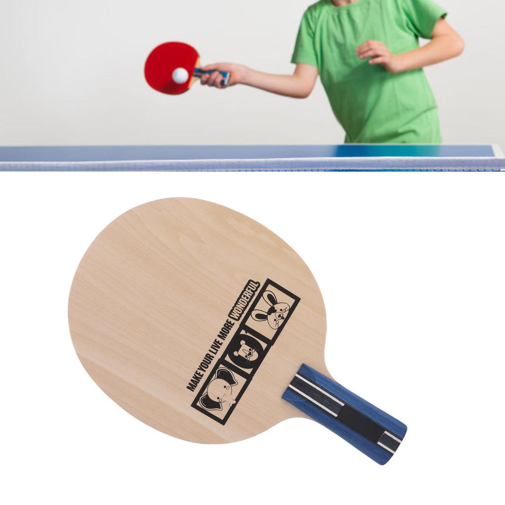 Table Tennis Racket Paddle Table Tennis Equipment for Kids 5 Layers Pure Wood Baseboard Basswood