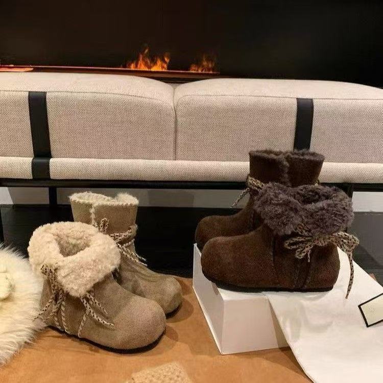 Small inner height increase snow boots winter new fur integrated warm cotton boots two wear Birkenstocks