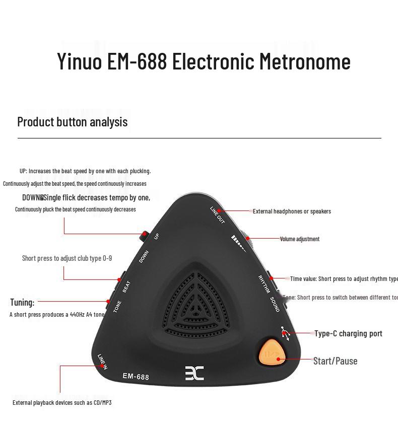 Yinuo EM-688 Electronic Vocal Metronome for Piano, Guitar, Drums, Guzheng, and Violin