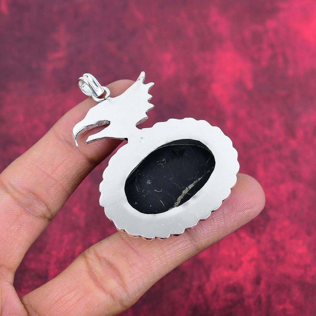 Shungit-Anhänger, 925 Sterling Silber Edelstein Schmuck, handgefertigter Anhänger, für Thanksgiving