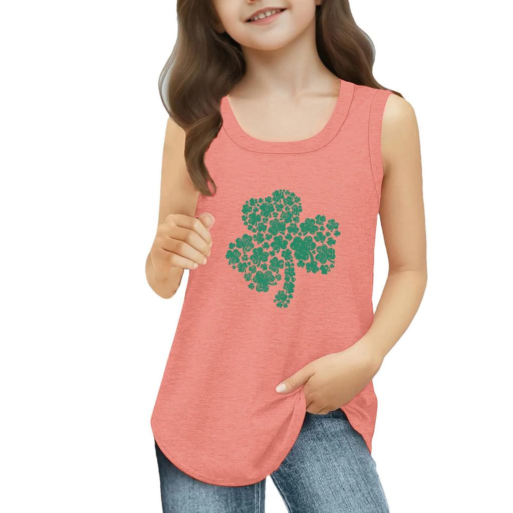 Girls  Kids Summer Crewneck Sleeveless Shirts Tank Tops St. Patrick's Day