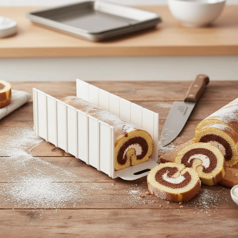 Sliding Base Design Swiss Roll Slicer 6/7/8 Grids Cake Roll Division Mold Cake Roll Cutter Kitchen